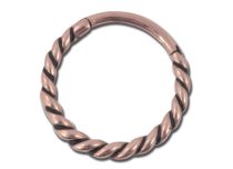 Anneau Acier Doré Rose à Charnière motif Torsadé | Itc