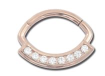 Anneau Charnière Acier Doré Rose à Strass Blanc | Itc