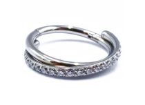 Anneau Charnière Titane Stérile motif Twist Strass Blanc | Itc