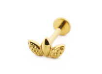 Labret Titane PVD Gold Interne Stérile motif 3 Feuilles | Itc