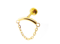 Labret Titane PVD Gold Interne Stérile avec Barre Courbé et Chaine | Itc