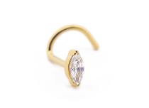 Stud Nez Titane PVD Gold Interne Stérile Oval à Strass | Itc