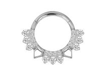 Anneau charnière titane 1.2x8 multistrass carré et triangle blanc