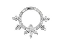 Anneau charnière titane 1.2x8 ornemental strass blanc