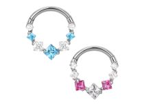 Anneau charnière titane carré bicolore blanc