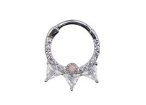 Anneau charnière acier multi strass motif trois triangles | Itc