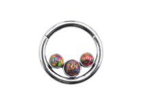 Anneau titane charnière motif triple boules| Itc