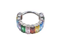 Anneau titane charnière motif multi strass| Itc