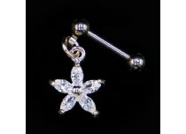 Barbell Acier Spécial Tragus avec pendentif Fleur à cristal blanc | Itc