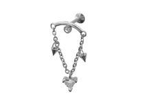Labret acier pendentif triangle strass blanc