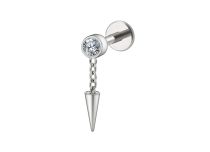 labret titane chaine pointe cristal blanc
