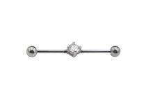 Barbell Acier Industriel Boules 5 mm Strass Centrale Griffée | Itc