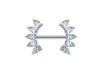 Bijou de t&eacute;ton titane ASTM F136 interne 1,6mm &eacute;clat de feuille strass blanc  | i