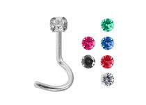 Stud de Nez Acier 0,8 mm avec Cristal Griffé Coloré | Itc