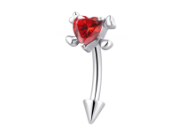 Micro banane titane ASTM F136 cœur cupidon rouge 1.2x8