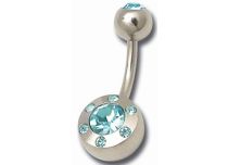 Banane Acier Multi Cristal Turquoise à Boules 5 / 8 mm | Itc