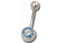 Banane Acier Multi Cristal Bleu et Blance à Boules 5 / 8 mm | Itc