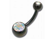 Banane Acier Noir Double Cristal Coloré Boules 5 / 8 mm | Itc