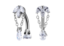 banane nombril acier chaine pendentif crystal bleu blanc turquoise