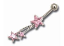 Banane Acier motif Plaqué Rhodium Étoile Filante Rose  | Itc