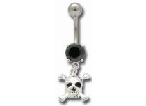 Banane Acier Fantaisie Cristal Noir et pendentif Crâne | Itc