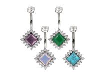 Banane titane motif losange pierre naturelle rose irisé