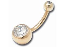 Banane Nombril Or Boules 4 / 8 mm Double Zirconium Blanc | Itc