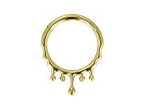 Anneau charnière titane pvd gold motif segmenté pendant goutte