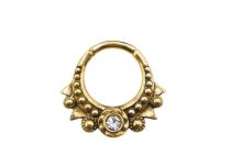 Anneau charnière acier doré ornemental strass blanc 1.2x8
