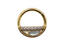 Anneau titane PVD Gold Charnière motif barre droite | Itc