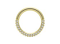 anneau clicker titane gold torsad&eacute; strass blanc