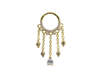 Anneau charnière acier doré chandelier oriental strass opale blanc ITC Piercing