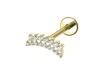 labret titane gold arc double strass blanc
