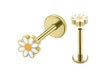 labret titane gold marguerite blanc jaune