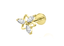 Labret titane ASTM F136 PVD gold floral strass blanc 1.2x8