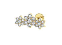 Labret titane PVD gold triple fleur strass blanc ITC Piercing