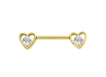Bijou de téton titane PVD gold cœur strass blanc ITC Piercing