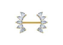 bijou teton titane gold feuille strass blanc