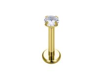 Labret Titane ASTM F136 pvd gold Stud griff&eacute; 0,8mm strass blanc | iTC