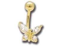 Banane Acier Doré Or fin Cristal Blanc motif Papillon | Itc