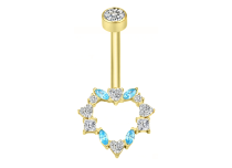 Banane acier PVD GOLD 1.6x10 motif boule triple strass