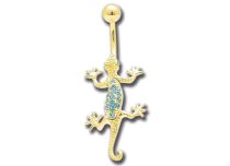 Banane Acier Doré Or fin motif Lézard à Cristal Blanc | Itc