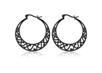 Paire de Créoles Noires motif Mandala pour Tunnel | Itc