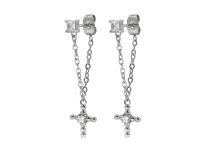 Paire de Boucle d'oreille strass carré blanc et pendentif | Itc