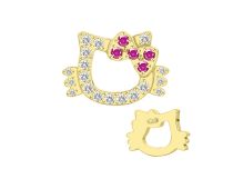 Accessoire interne Titane Pvd Gold 0.9 motif chat kawaii strass blanc