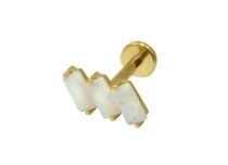 Labret Titane PVD Gold Interne Stérile motif Rectangle 3 Strass Bleu | Itc