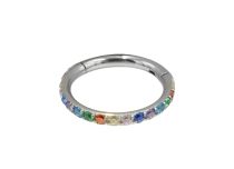 Anneau charnière 1,2x8 titane Stérile strass multicolore| Itc