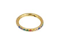 Anneau charnière 1,2x8 titane PVD GOLD Stérile motif strass multicolore| Itc