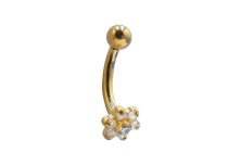 Banane 1,2x8 Titane PVD GOLD interne stérile fleur 7 strass | Itc