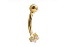 Banane 1,2x8 Titane PVD GOLD interne stérile Fleur 5 strass Blanc| Itc
